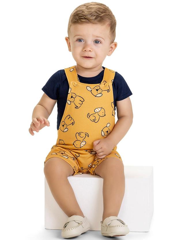 Kyly - Body com Jardineira Menino Azul Marinho