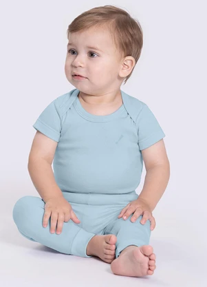 Alakazoo - Body de Mangas Curtas em Malha Suedine Azul - ALAKAZOO