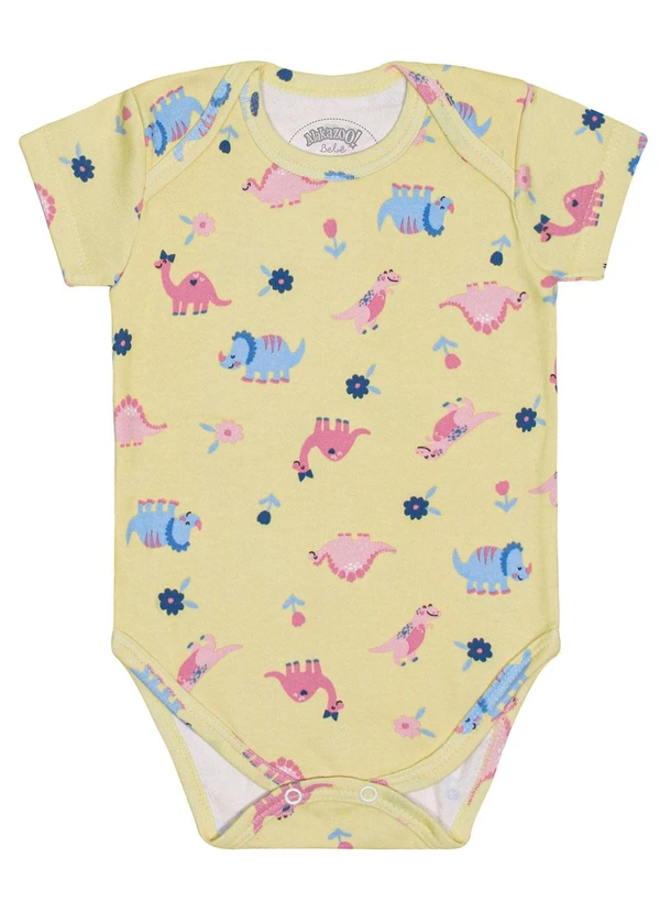 Alakazoo - Body em Malha Suedine com Manga Curta Amarelo 2