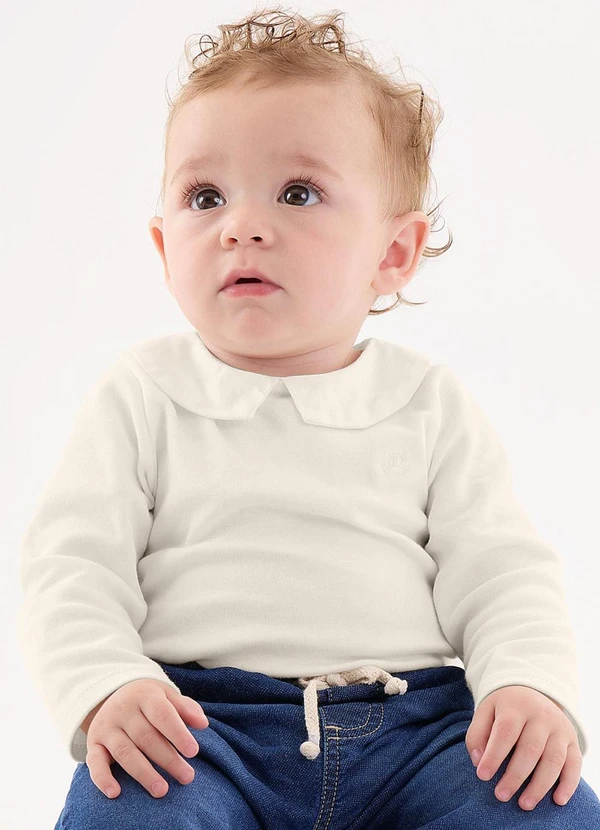 Up Baby - Body em Suedine para Bebê Menina Off White