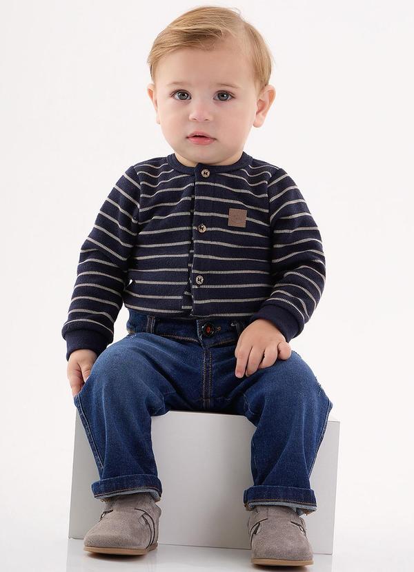 Up Baby - Body em Tricô para Bebê Menino Azul 2