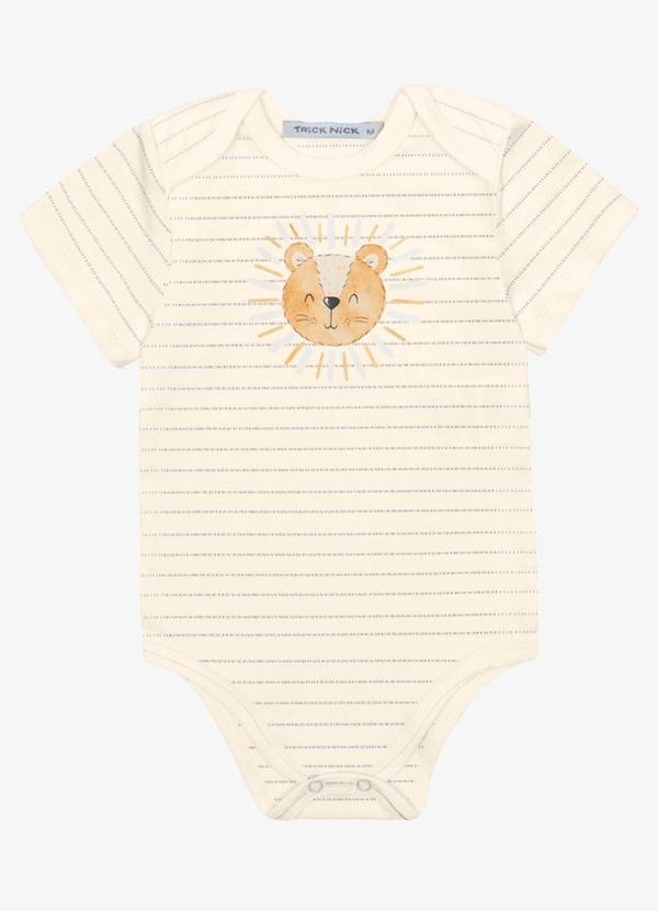 Trick Nick - Body Infantil Cotton Listrado Bege