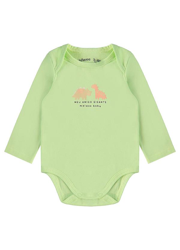 Malwee Kids - Body Infantil Dinossauros Verde Claro