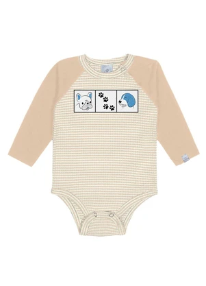 Abrange - Body Listrado Baby Bege - ABRANGE