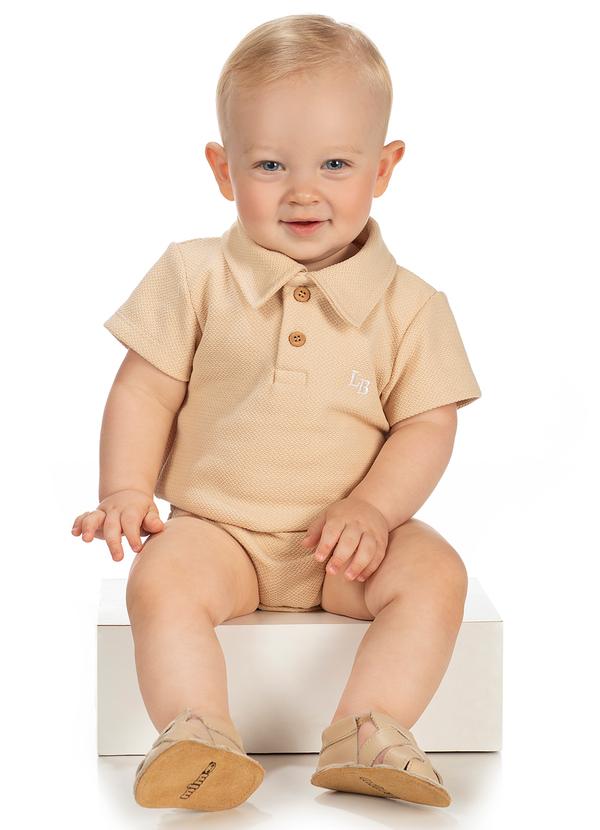 Lik Boys - Body Manga Curta Avulso em Malha Alive Marrom