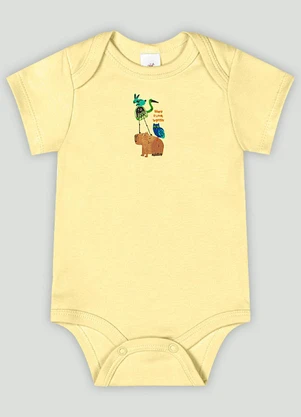 Body Manga Curta Bebê Menino Up Baby Amarelo - UP BABY