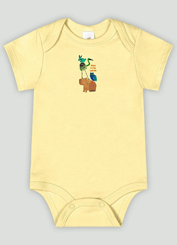 Up Baby - Body Manga Curta Bebê Menino Up Baby Amarelo