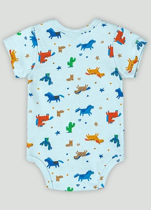 Body Manga Curta Bebê Menino Up Baby Azul - UP BABY