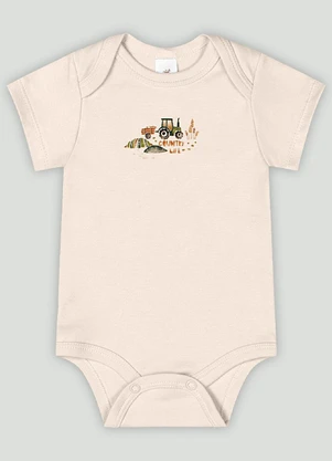 Body Manga Curta Bebê Menino Up Baby Bege - UP BABY