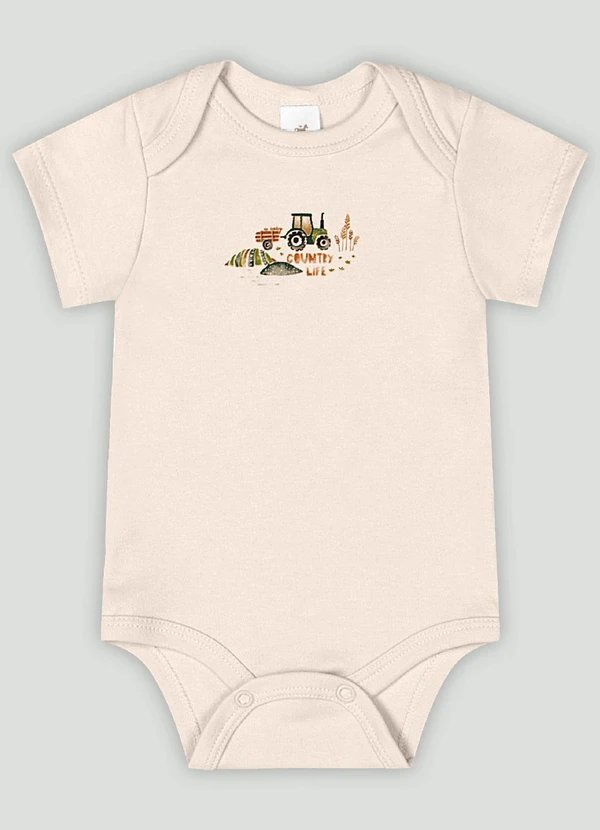 Up Baby - Body Manga Curta Bebê Menino Up Baby Bege