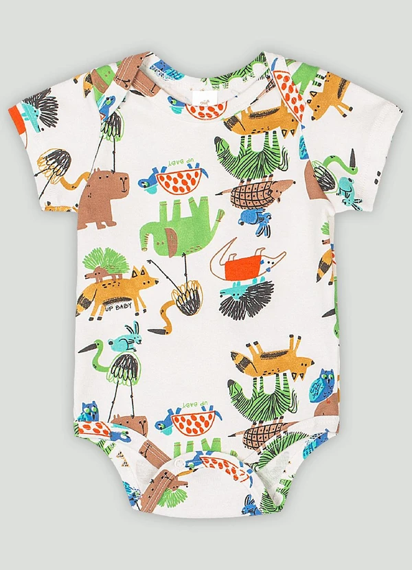 Up Baby - Body Manga Curta Bebê Menino Up Baby Branco
