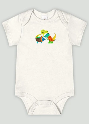 Body Manga Curta Bebê Menino Up Baby Branco - UP BABY