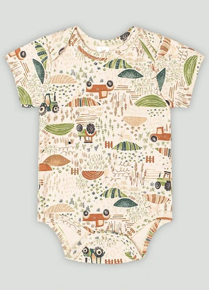 Body Manga Curta Bebê Menino Up Baby Marrom - UP BABY