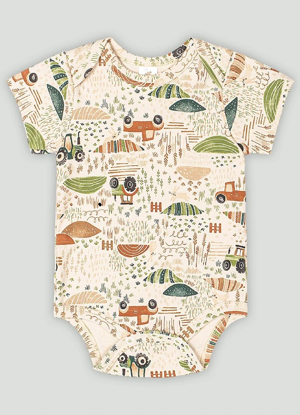Up Baby - Body Manga Curta Bebê Menino Up Baby Marrom