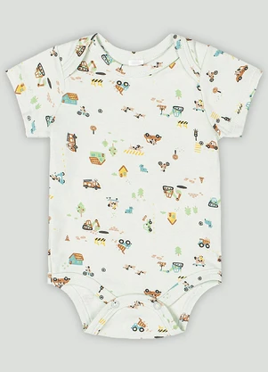 Body Manga Curta Bebê Menino Up Baby Verde - UP BABY