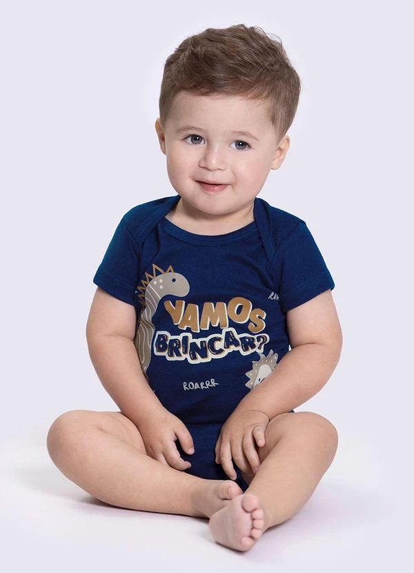 Alakazoo - Body Manga Curta com Estampa Divertida Azul