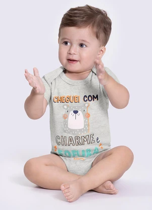 Alakazoo - Body Manga Curta com Estampa Divertida Cinza - ALAKAZOO