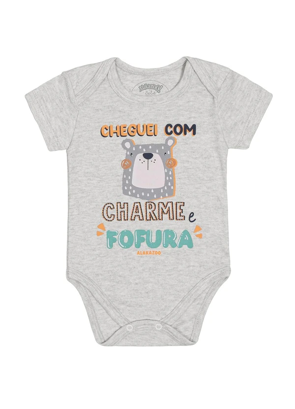 Alakazoo - Body Manga Curta com Estampa Divertida Cinza 2