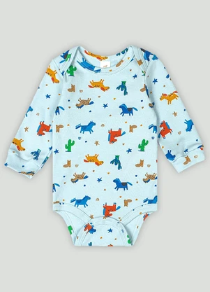 Body Manga Longa Bebê Menino Up Baby Azul - UP BABY