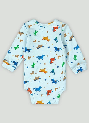 Body Manga Longa Bebê Menino Up Baby Azul - UP BABY