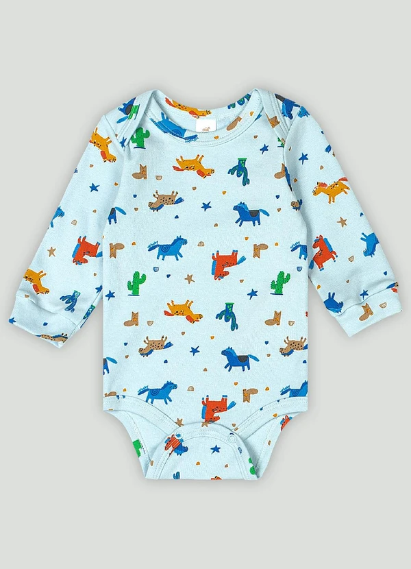 Up Baby - Body Manga Longa Bebê Menino Up Baby Azul