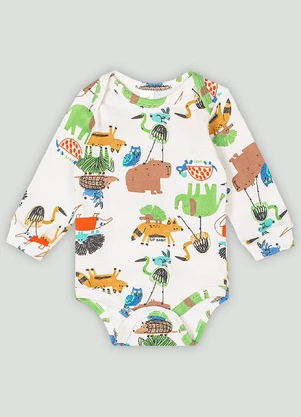 Body Manga Longa Bebê Menino Up Baby Branco - UP BABY