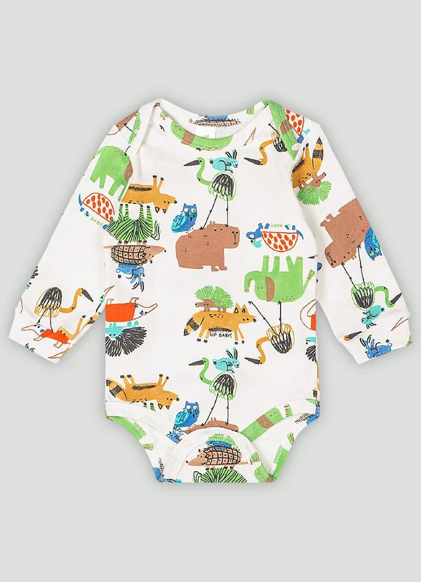 Up Baby - Body Manga Longa Bebê Menino Up Baby Branco