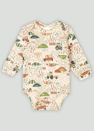 Body Manga Longa Bebê Menino Up Baby Marrom - UP BABY