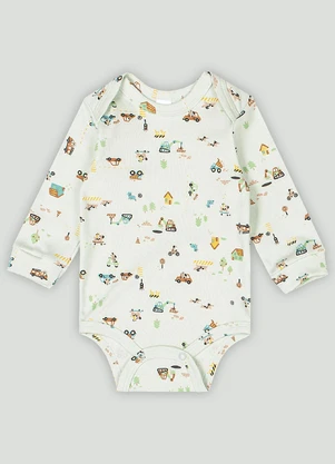 Up Baby - Body Manga Longa Bebê Menino Verde - UP BABY