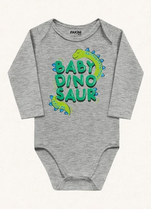 Fakini Kids - Body Manga Longa Cinza - FAKINI KIDS