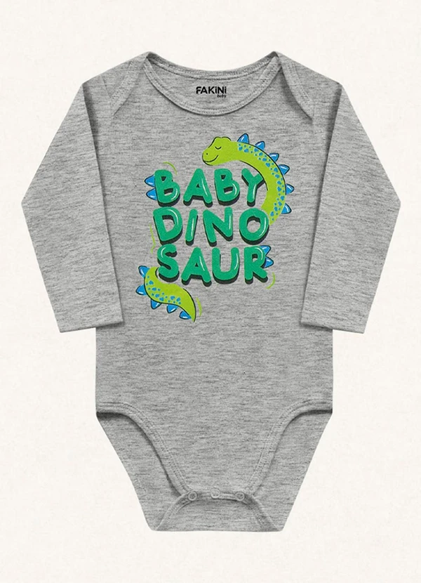 Fakini Kids - Body Manga Longa Cinza