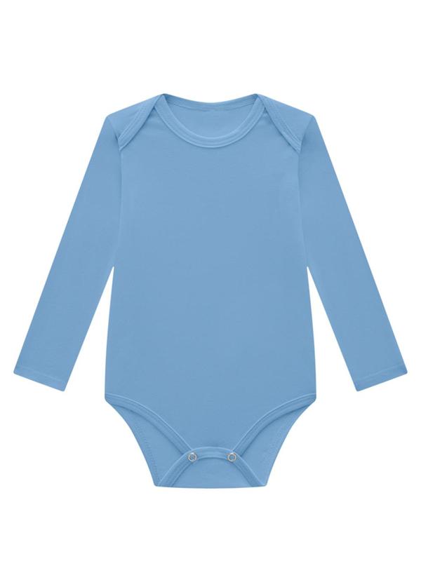 Marlan - Body Manga Longa em Cotton Penteado Azul