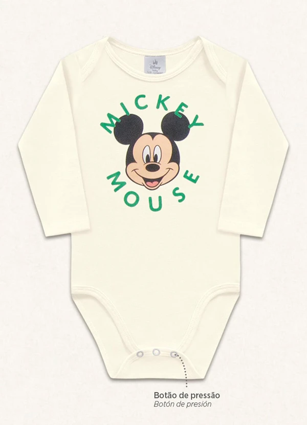 Fakini Kids - Body Manga Longa Mickey Bege