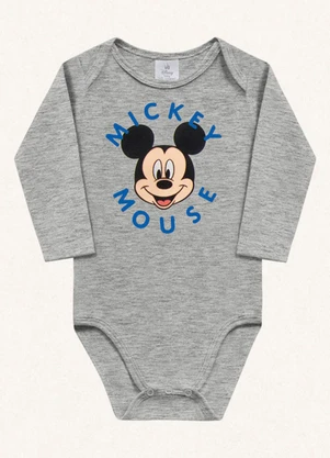 Fakini Kids - Body Manga Longa Mickey Cinza - FAKINI KIDS