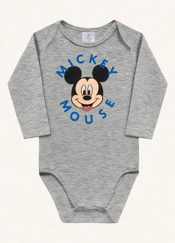 Fakini Kids - Body Manga Longa Mickey Cinza