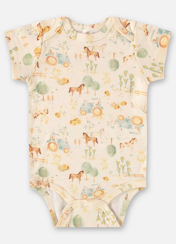 Up Baby - Body para Bebê Menino em Suedine Bege