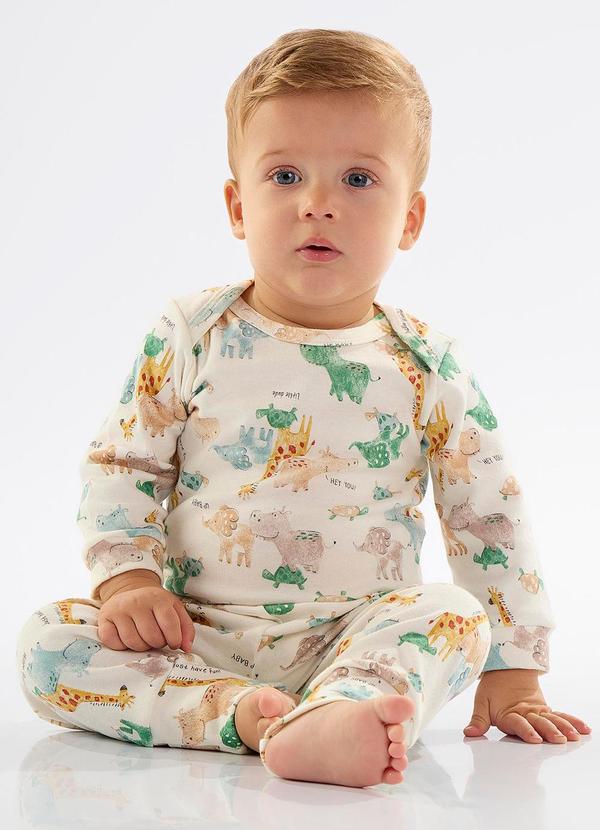 Up Baby - Body para Bebê Menino em Suedine Bege 1