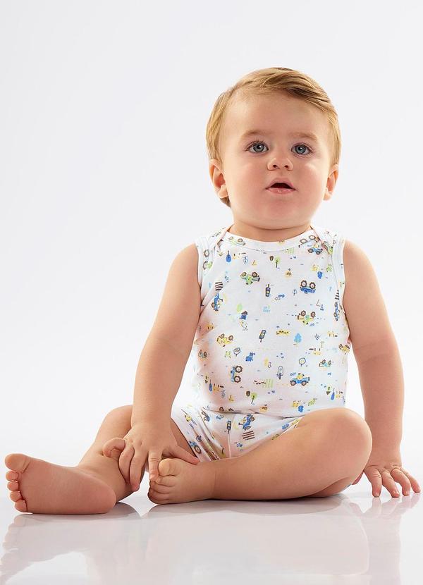Up Baby - Body para Bebê Menino em Suedine Branco