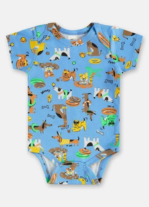 Up Baby - Body para Bebê Menino em Suedine Azul - UP BABY
