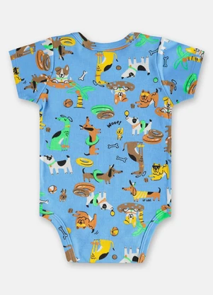 Up Baby - Body para Bebê Menino em Suedine Azul - UP BABY