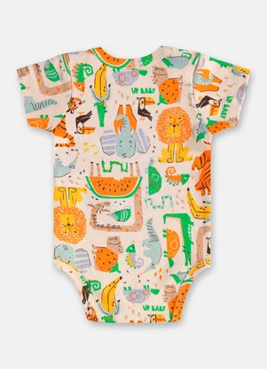 Up Baby - Body para Bebê Menino em Suedine Bege - UP BABY