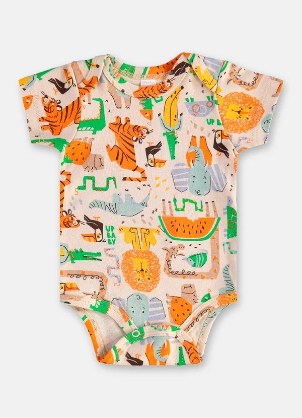 Up Baby - Body para Bebê Menino em Suedine Bege 1