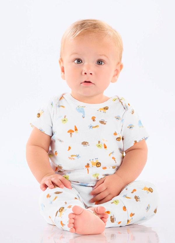 Up Baby - Body para Bebê Menino em Suedine Branco