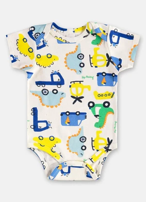 Up Baby - Body para Bebê Menino em Suedine Branco - UP BABY