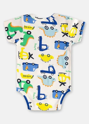 Up Baby - Body para Bebê Menino em Suedine Branco - UP BABY