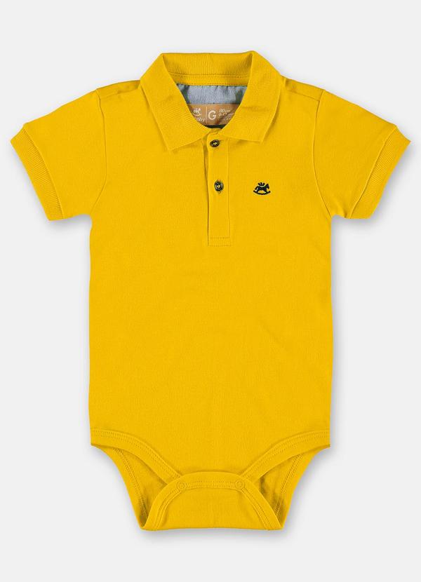 Up Baby - Body Polo Básico de Bebê Menino Amarelo