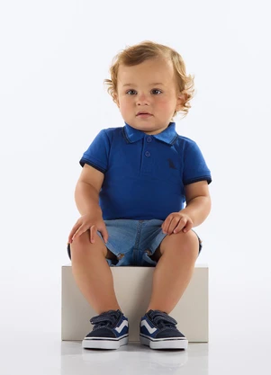 Quimby - Body Polo Bebê Menino Azul - QUIMBY