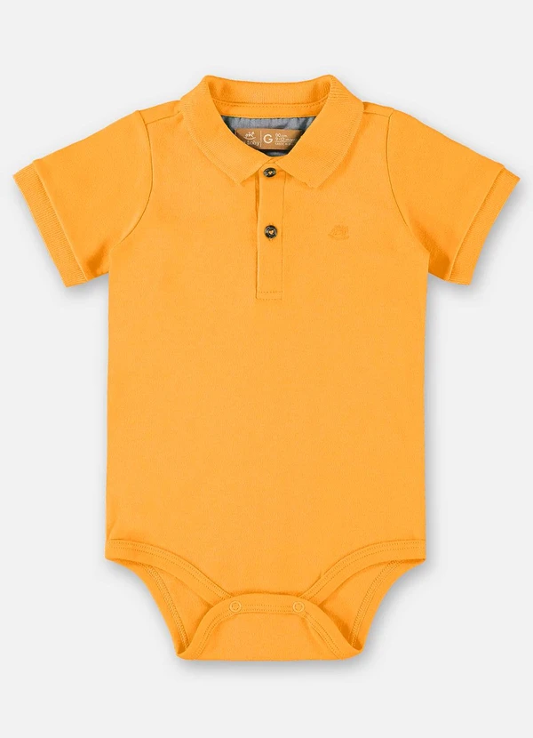 Up Baby - Body Polo em Suedine Bebê Menino Laranja