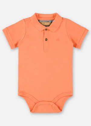Up Baby - Body Polo em Suedine Bebê Menino Laranja - UP BABY
