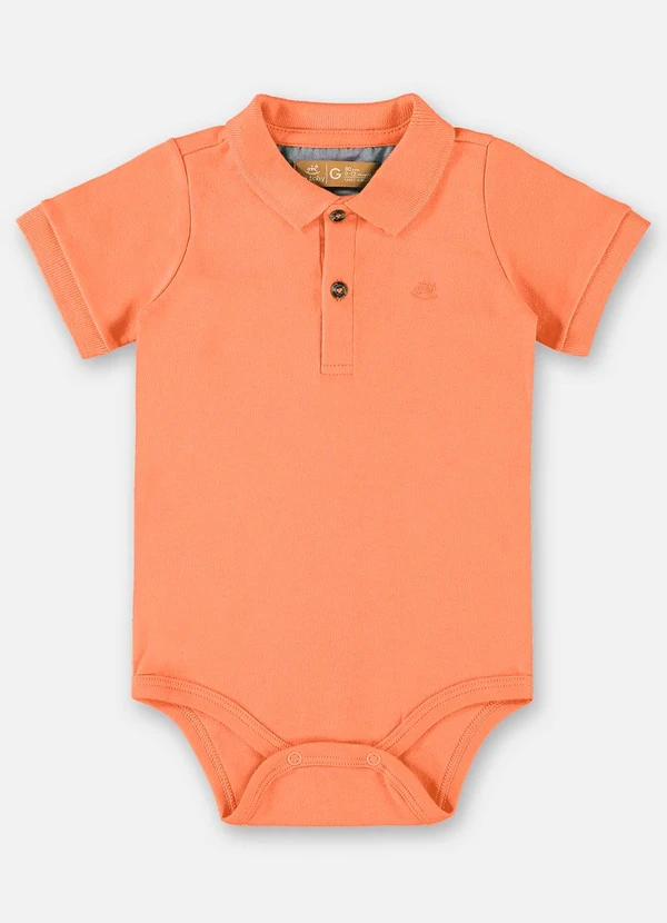 Up Baby - Body Polo em Suedine Bebê Menino Laranja